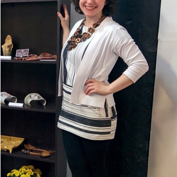 Striped linen Whiskey Grade dress with pockets - Picture 5 of 8